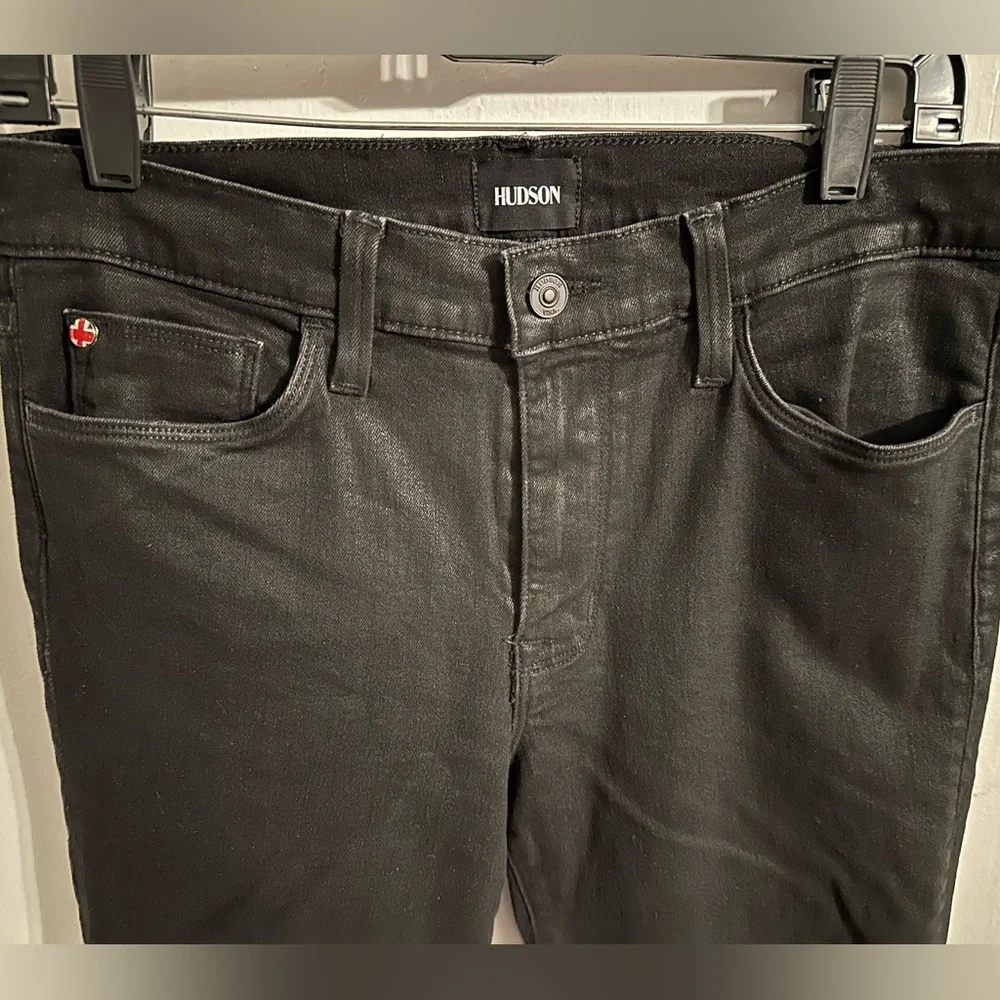 12 31 EUC Hudson Natalie Mid Rise coated black jeans Pandora - Picture 7 of 9